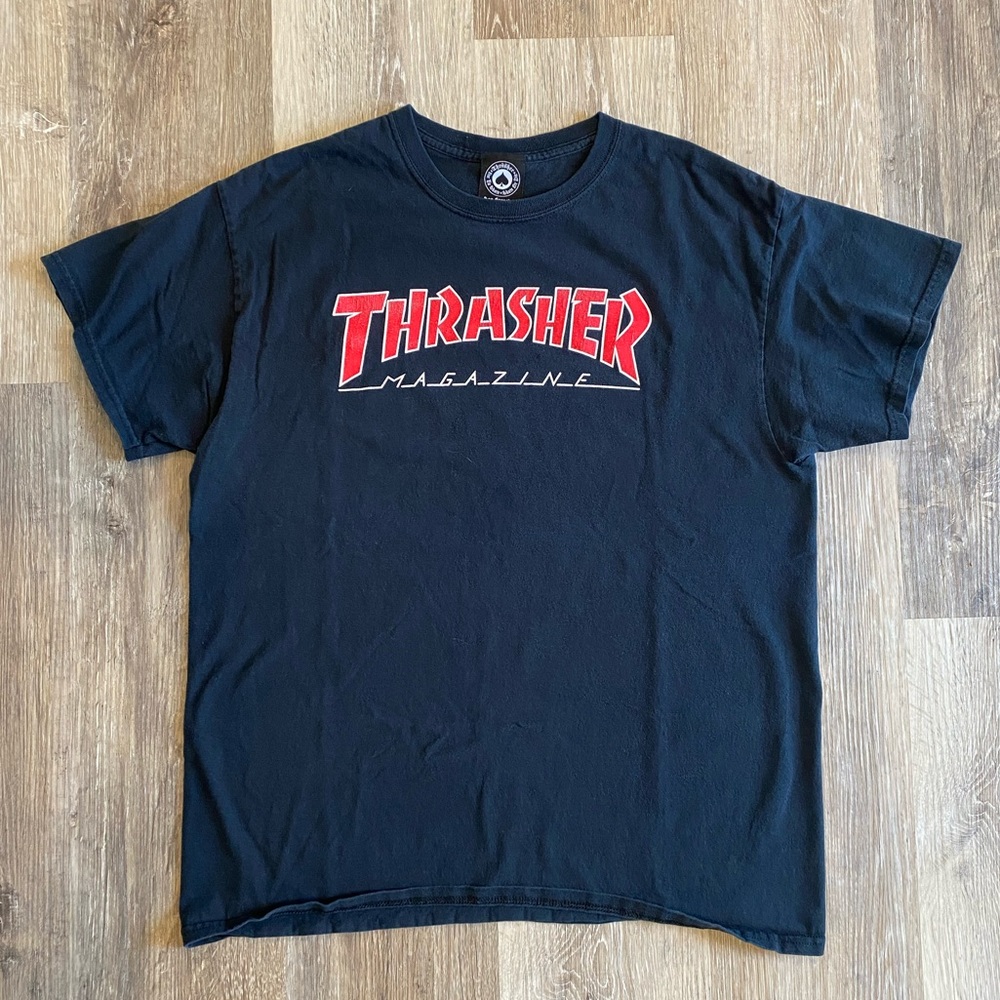 Thrasher Black T-shirt with red logo